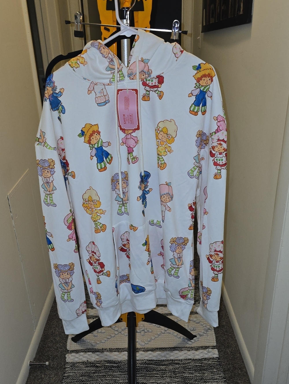 NWT White Hoodie with Colorful Character Print